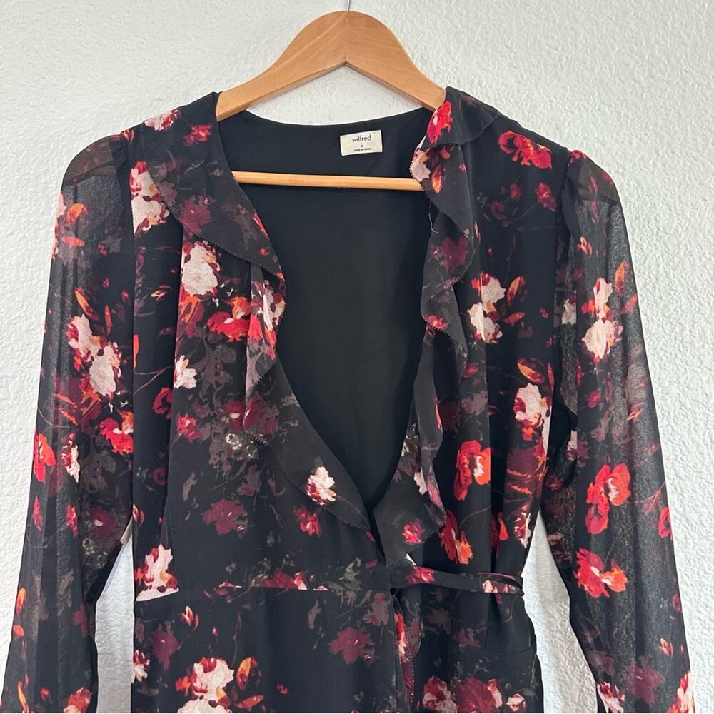 Aritzia Wilfred Louise Floral Wrap Dress Size Medium - Picture 3 of 7